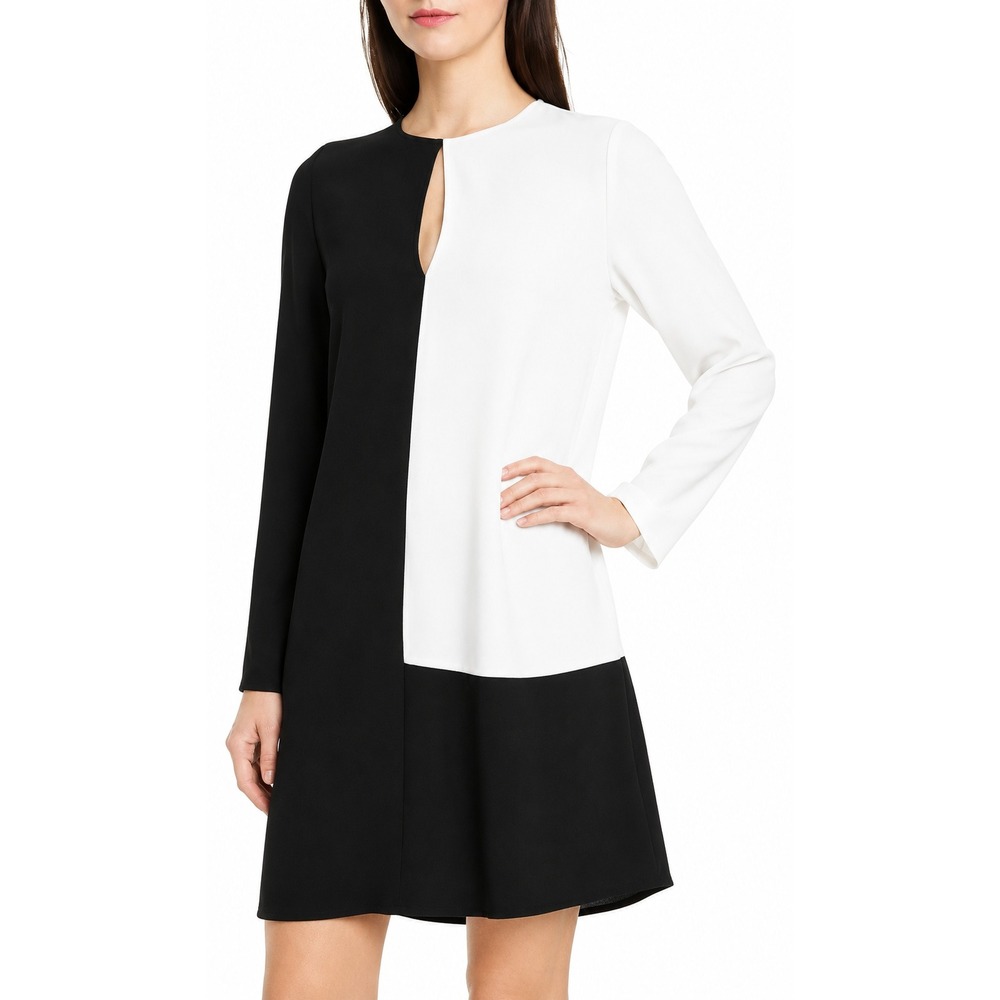 Equipment‎ Tatienne Colorblock Black White Shift Dress Long Sleeve Size Medium